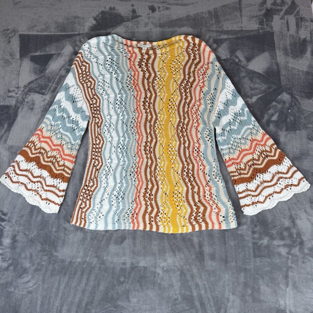 Cato Crochet Top Boho Chic Festival Open Knit Cover Up Tunic Size Large